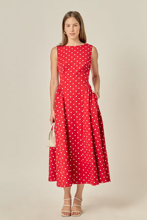 ENGLISH FACTORY - Polka Dot Sleeveless Midi Dress - DRESSES available at Objectrare