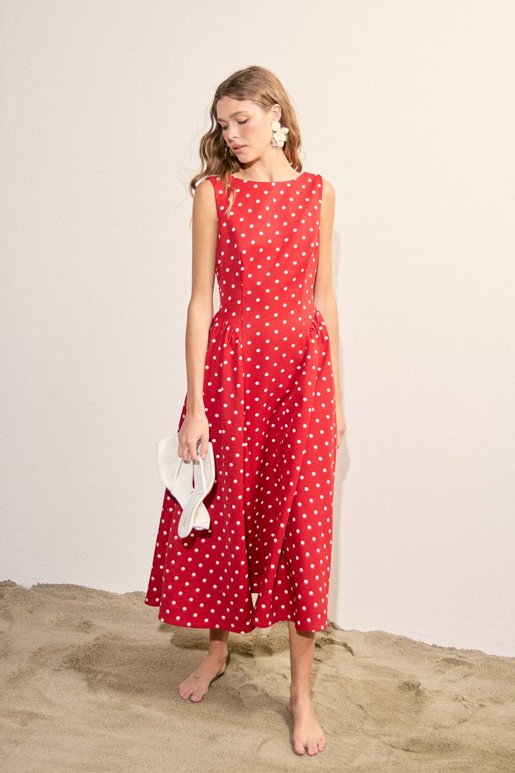 ENGLISH FACTORY - Polka Dot Sleeveless Midi Dress - DRESSES available at Objectrare