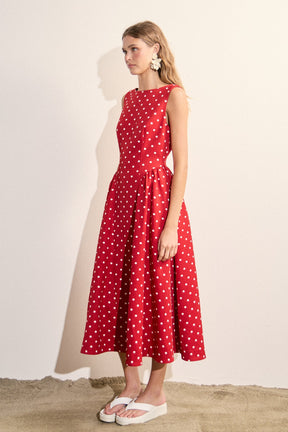 ENGLISH FACTORY - Polka Dot Sleeveless Midi Dress - DRESSES available at Objectrare