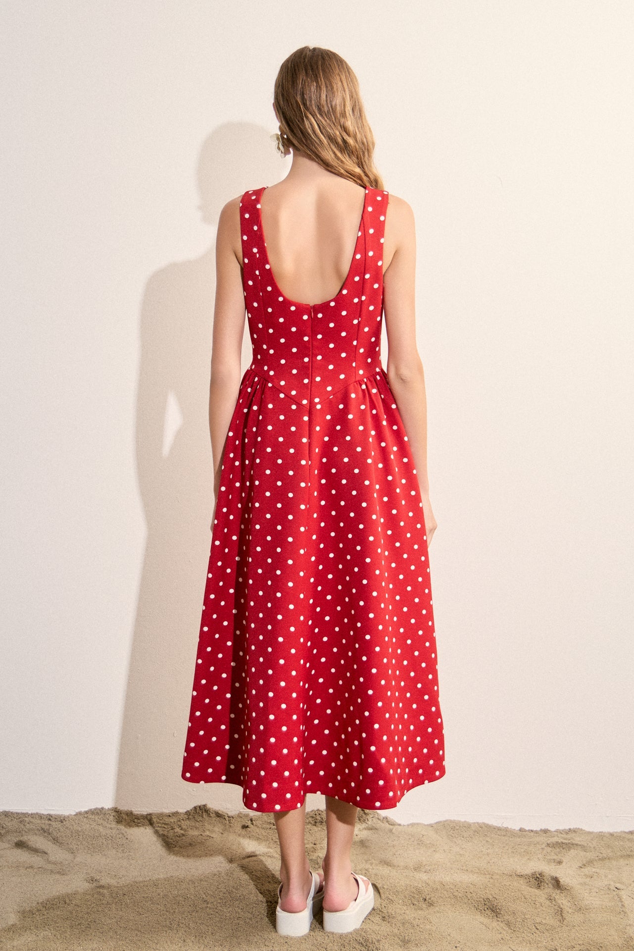 ENGLISH FACTORY - Polka Dot Sleeveless Midi Dress - DRESSES available at Objectrare
