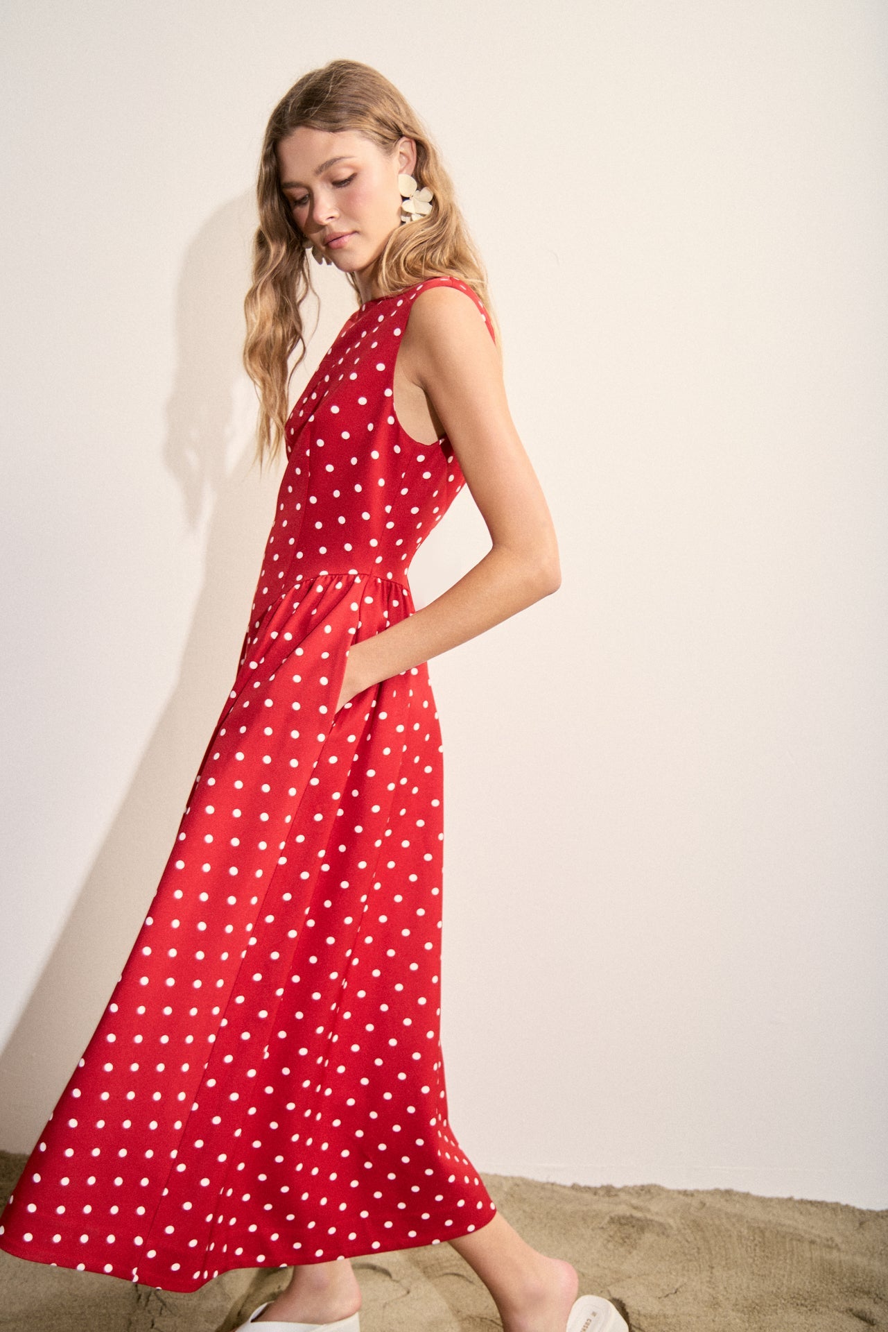 ENGLISH FACTORY - Polka Dot Sleeveless Midi Dress - DRESSES available at Objectrare