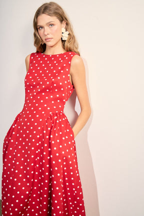 ENGLISH FACTORY - Polka Dot Sleeveless Midi Dress - DRESSES available at Objectrare