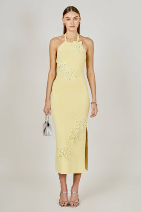 Flower Detail Halter Midi Dress