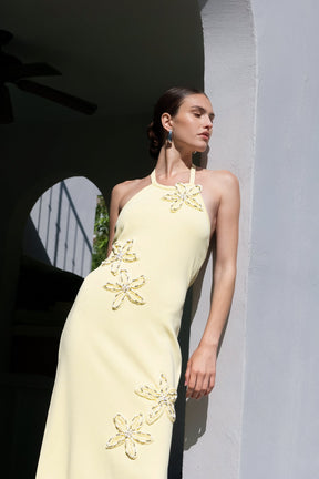 ENDLESS ROSE - Flower Detail Halter Midi Dress - DRESSES available at Objectrare