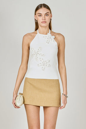 ENDLESS ROSE - Flower Detail Halter Top - TOPS available at Objectrare