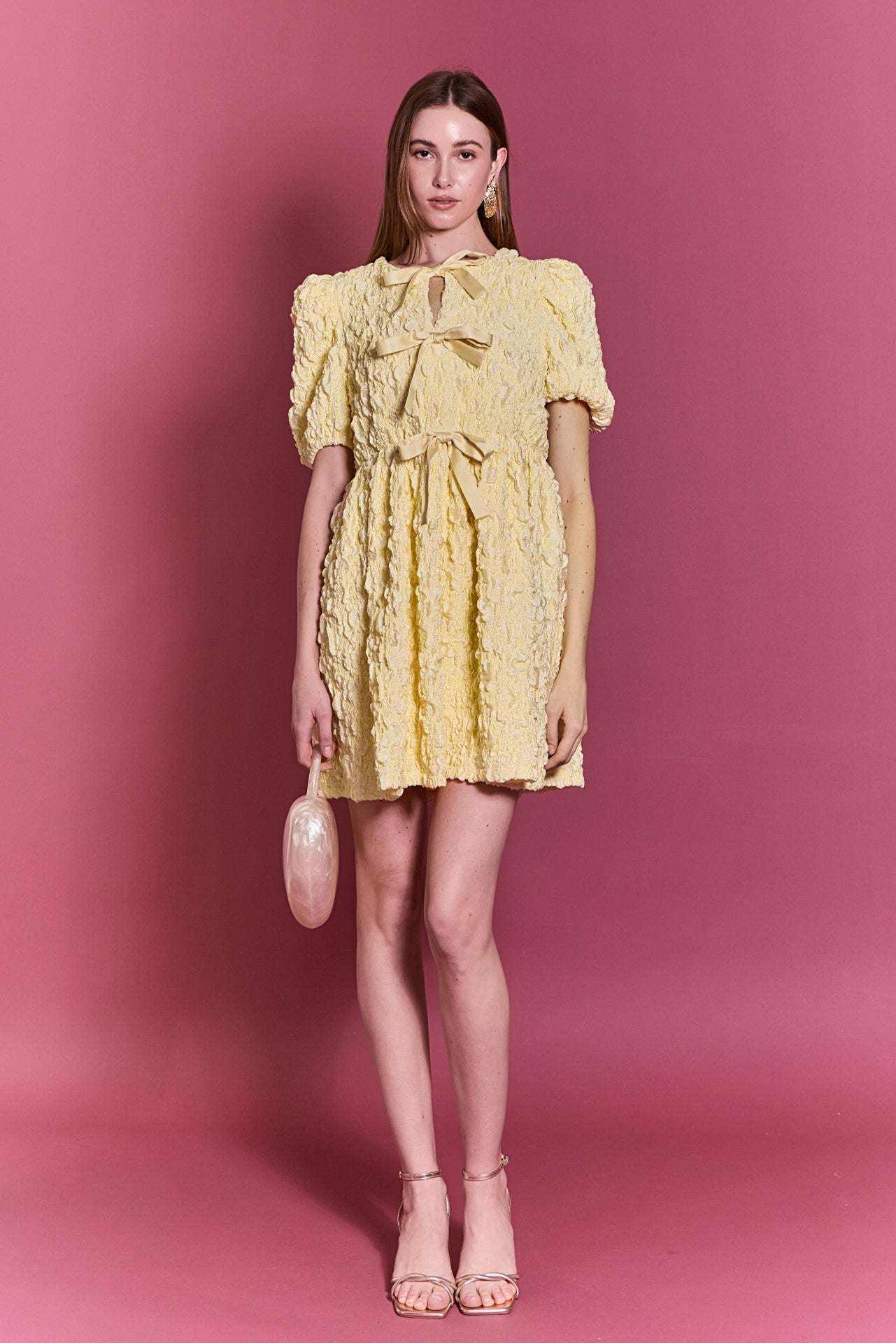 ENGLISH FACTORY - Bow Detailed Puff Sleeve Mini Dress - DRESSES available at Objectrare