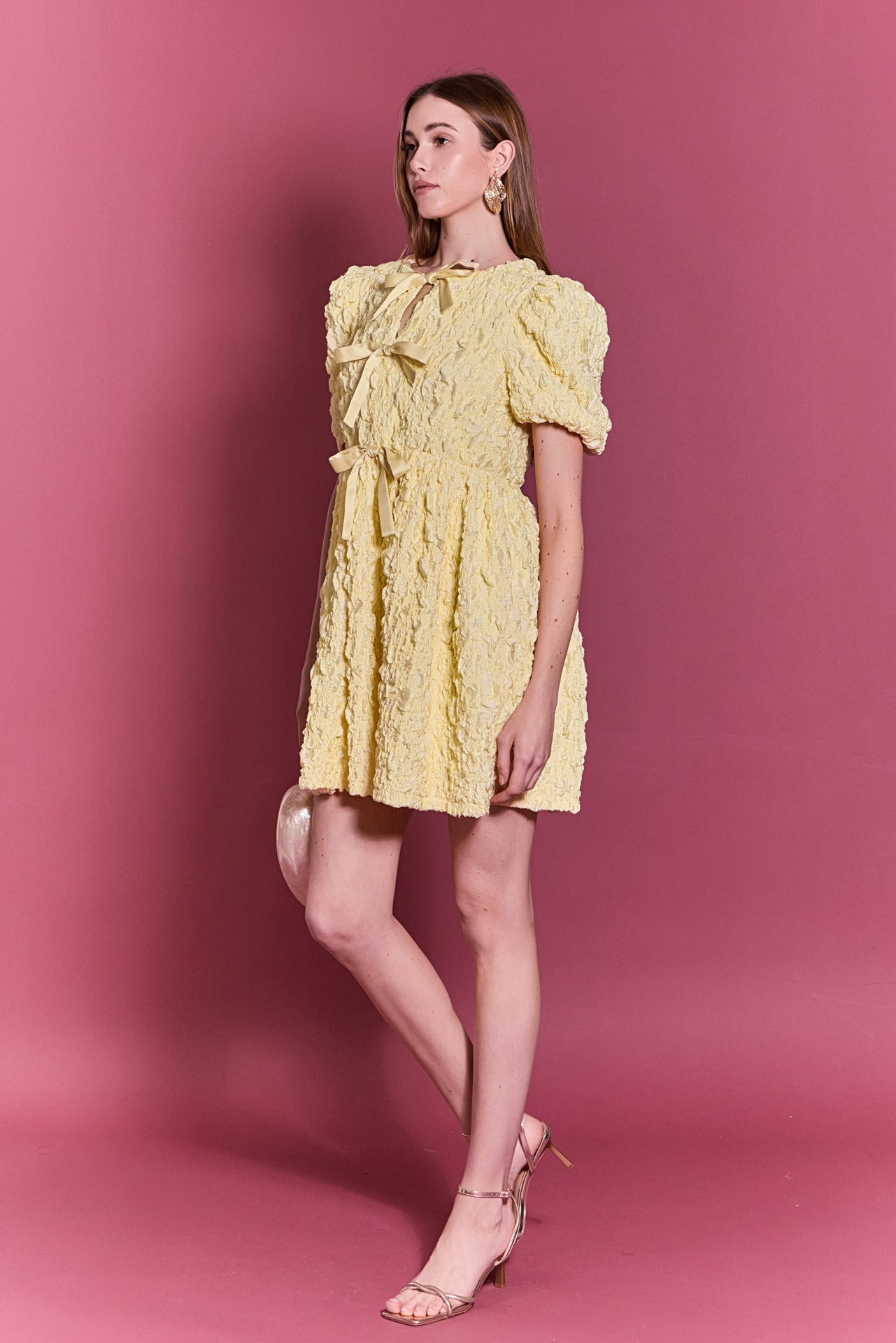 ENGLISH FACTORY - Bow Detailed Puff Sleeve Mini Dress - DRESSES available at Objectrare