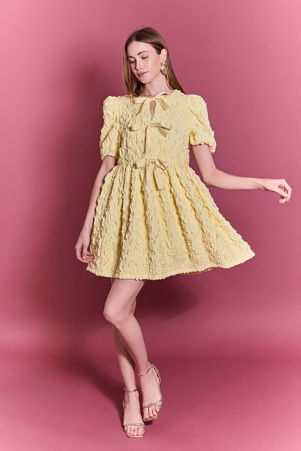 ENGLISH FACTORY - Bow Detailed Puff Sleeve Mini Dress - DRESSES available at Objectrare