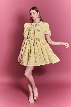 ENGLISH FACTORY - Bow Detailed Puff Sleeve Mini Dress - DRESSES available at Objectrare