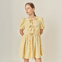 ENGLISH FACTORY - Bow Detailed Puff Sleeve Mini Dress - DRESSES available at Objectrare