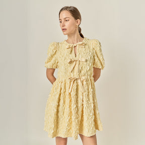 ENGLISH FACTORY - Bow Detailed Puff Sleeve Mini Dress - DRESSES available at Objectrare