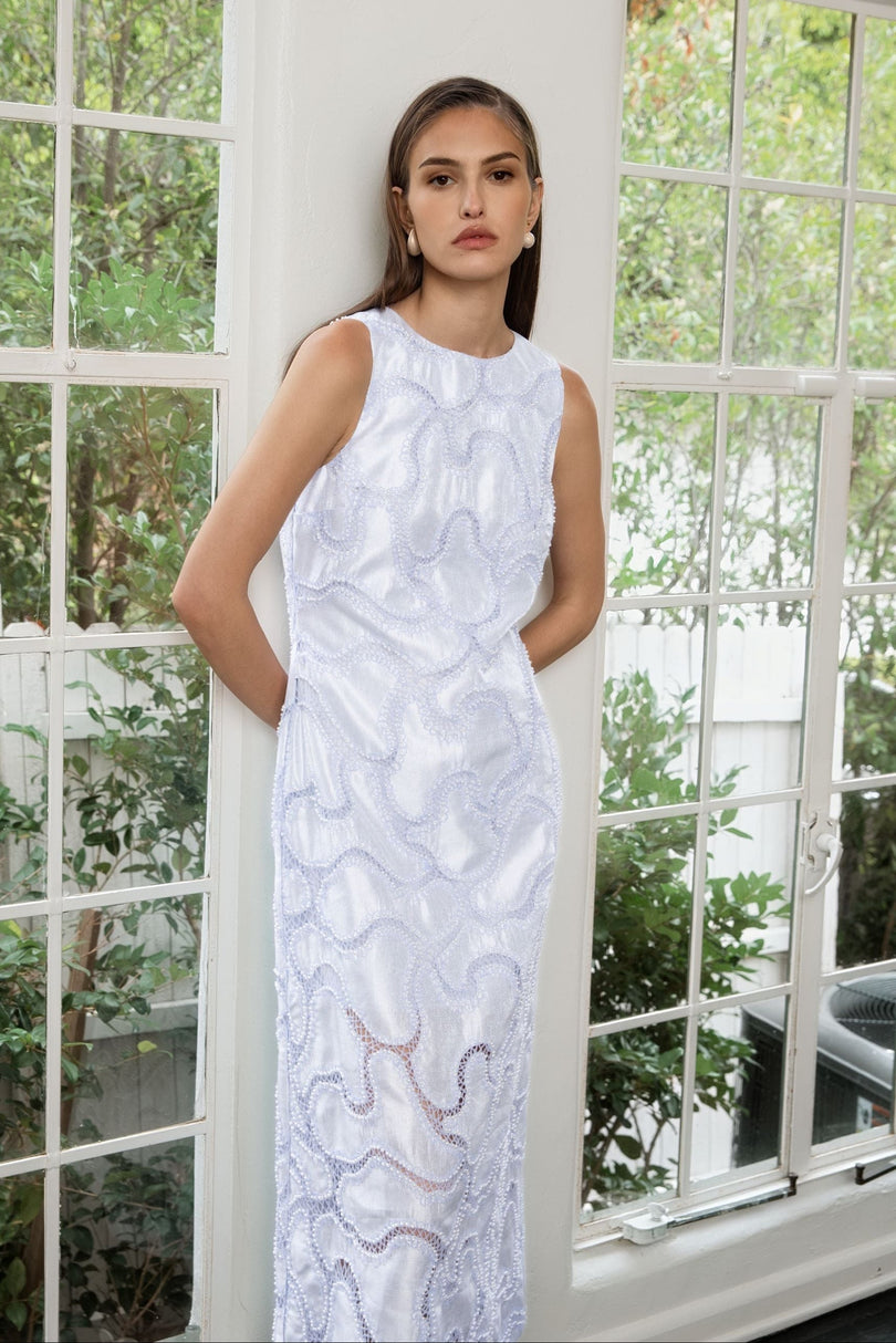 ENDLESS ROSE - Beaded Embellishment Midi Dress - DRESSES available at Objectrare