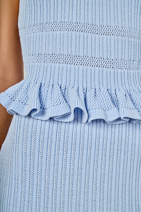 Ruffle Knit Halter Tie Top