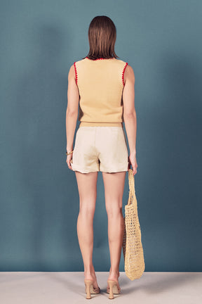 Strawberry Stitch Detail Vest