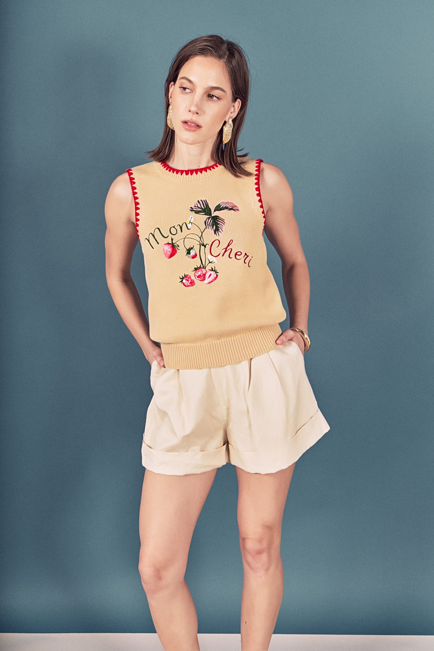 Strawberry Stitch Detail Vest