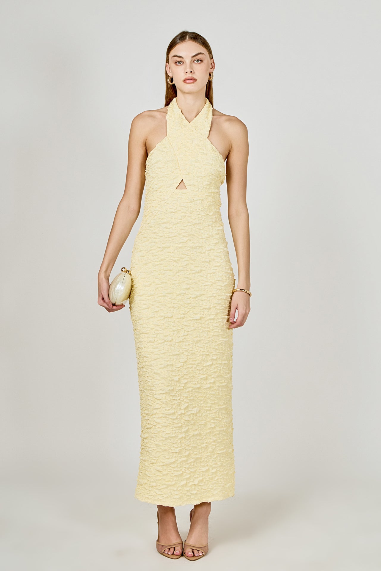 ENDLESS ROSE - Stretchy Halter Neck Midi Dress - DRESSES available at Objectrare