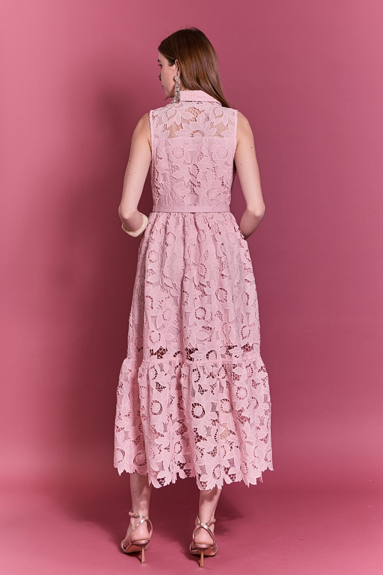 ENGLISH FACTORY - Lace Button-Front Sleeveless Midi Dress - DRESSES available at Objectrare