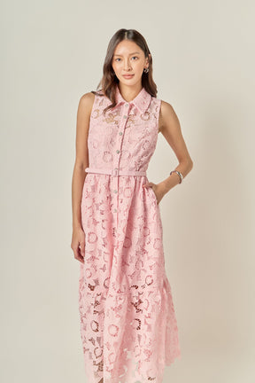 ENGLISH FACTORY - Lace Button-Front Sleeveless Midi Dress - DRESSES available at Objectrare