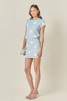 ENGLISH FACTORY - 3D Flower Knit Skirt - SKIRTS available at Objectrare