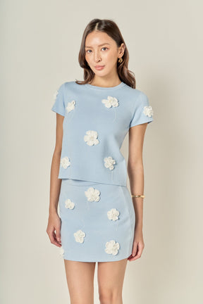 ENGLISH FACTORY - 3D Flower Knit Skirt - SKIRTS available at Objectrare