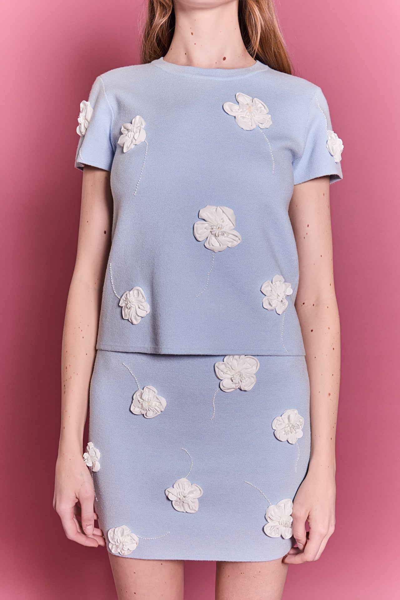 ENGLISH FACTORY - 3D Flower Knit Skirt - SKIRTS available at Objectrare