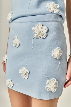 ENGLISH FACTORY - 3D Flower Knit Skirt - SKIRTS available at Objectrare