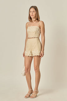 Wavy Embroidered Shorts