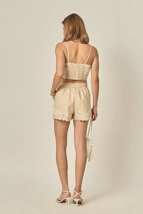 Wavy Embroidered Shorts