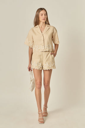 Wavy Embroidered Shorts