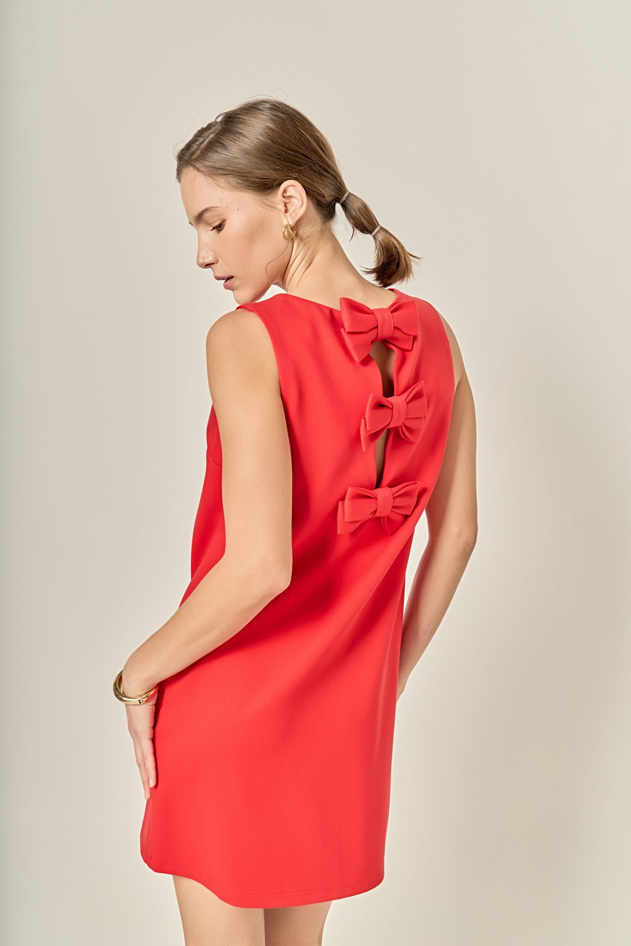 Bow Detailed Sleeveless Stretchy Dress Bow Detailed Sleeveless Stretchy Dress
