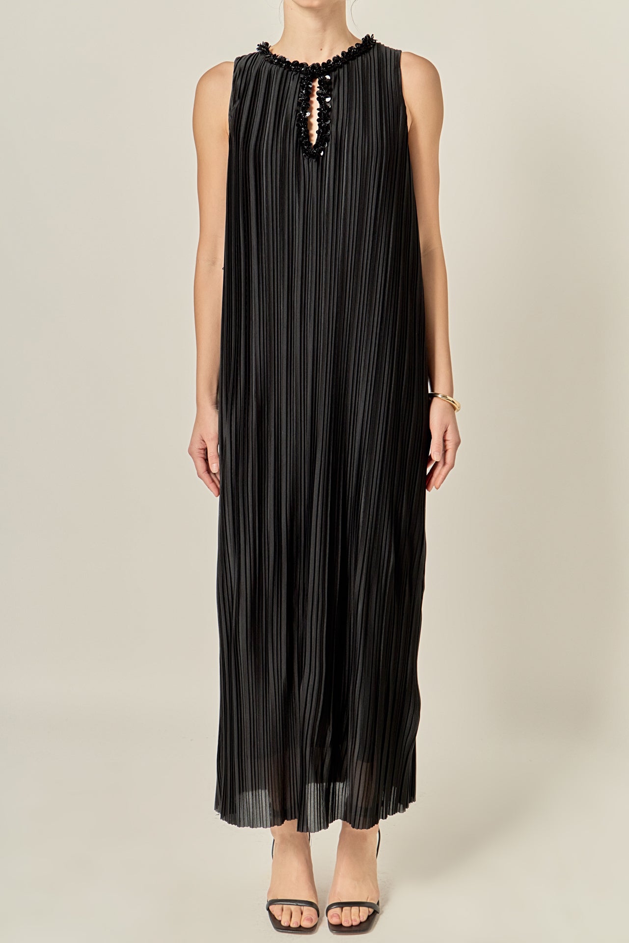 ENGLISH FACTORY - Sequin Keyhole Pleated Midi Dress - DRESSES available at Objectrare