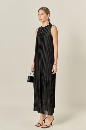 ENGLISH FACTORY - Sequin Keyhole Pleated Midi Dress - DRESSES available at Objectrare