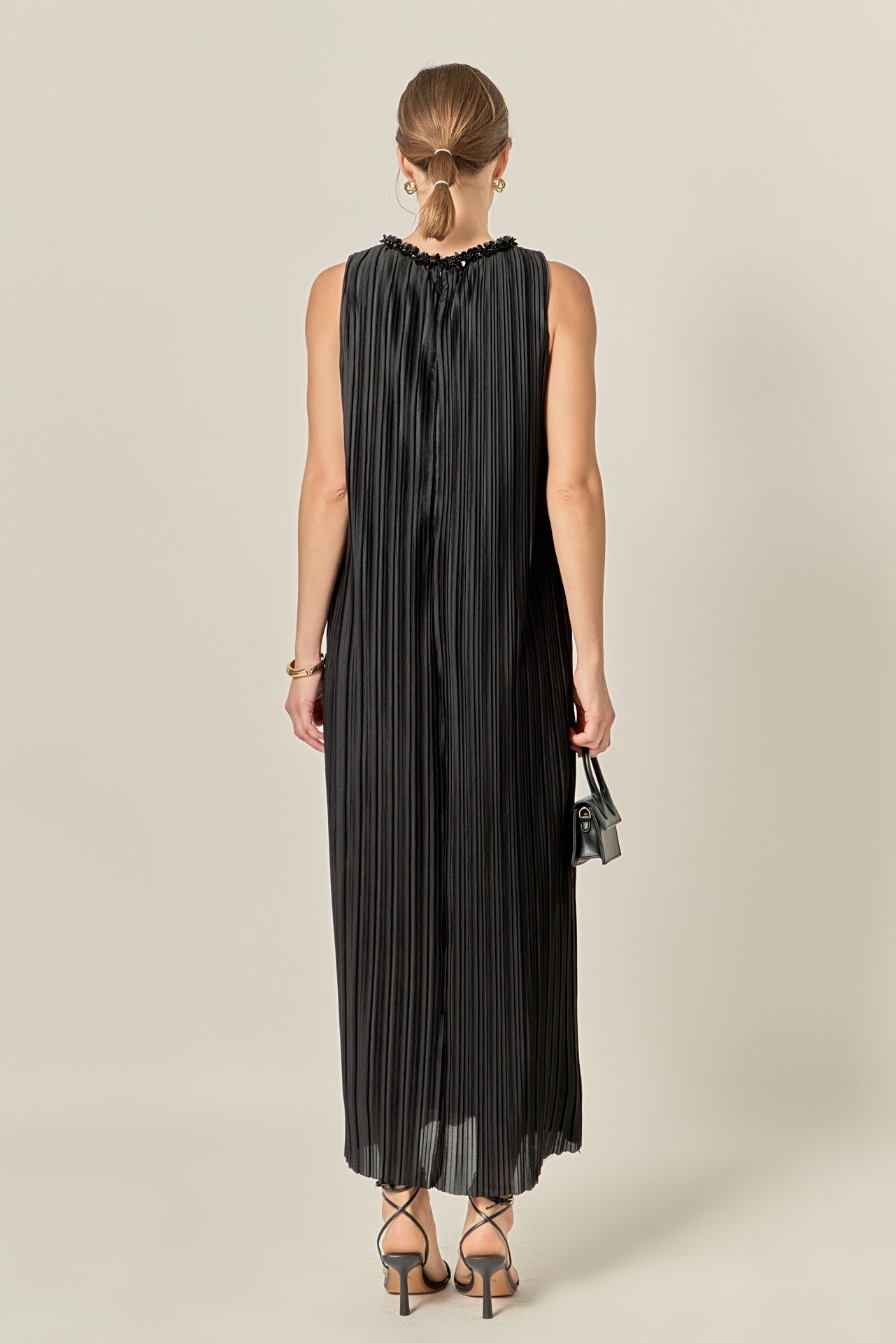 ENGLISH FACTORY - Sequin Keyhole Pleated Midi Dress - DRESSES available at Objectrare