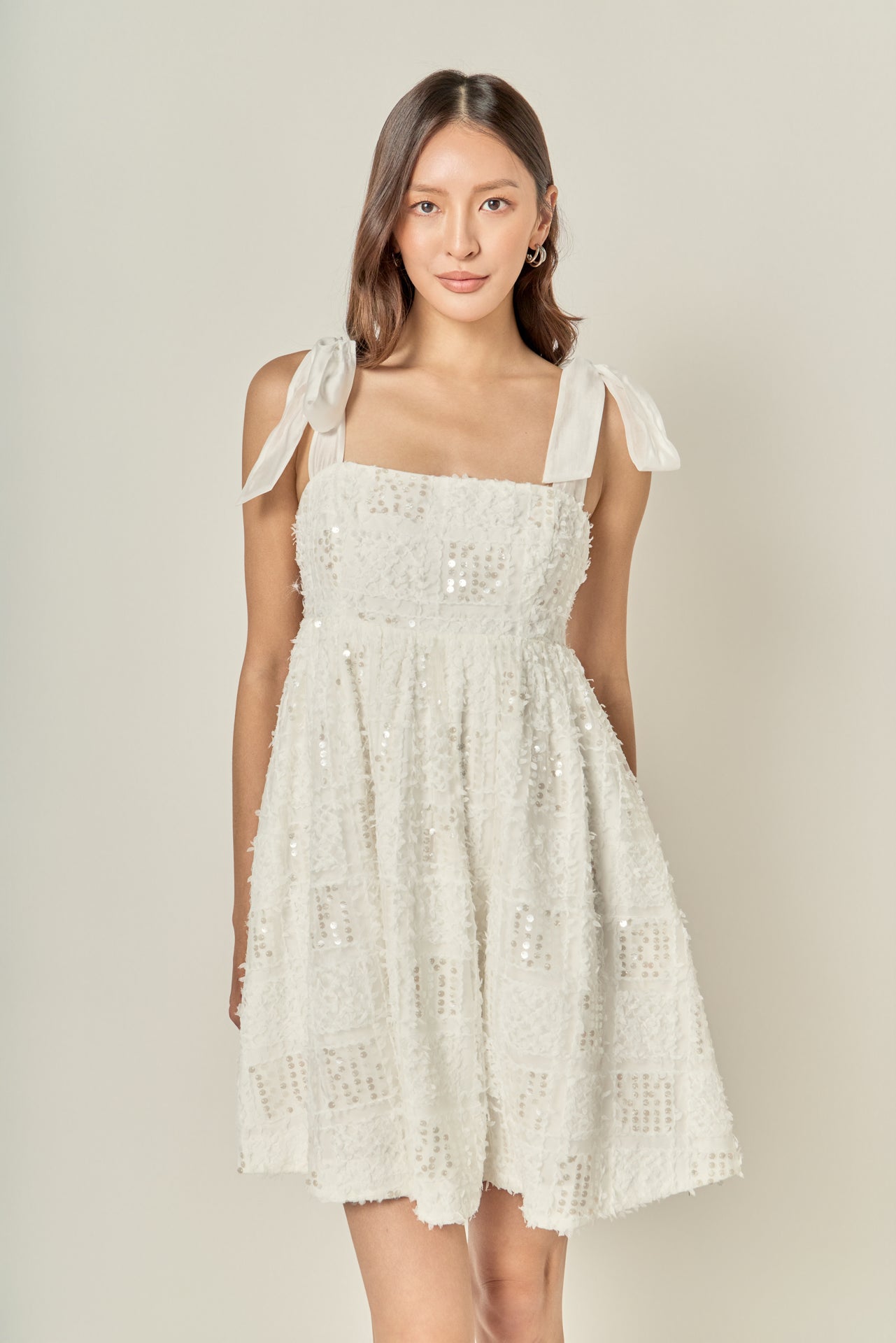 Sequin Bow Tie Mini Dress