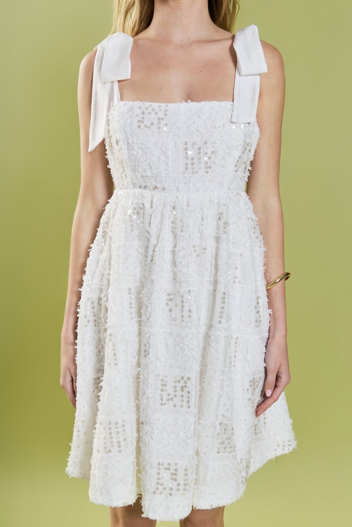 Sequin Bow Tie Mini Dress
