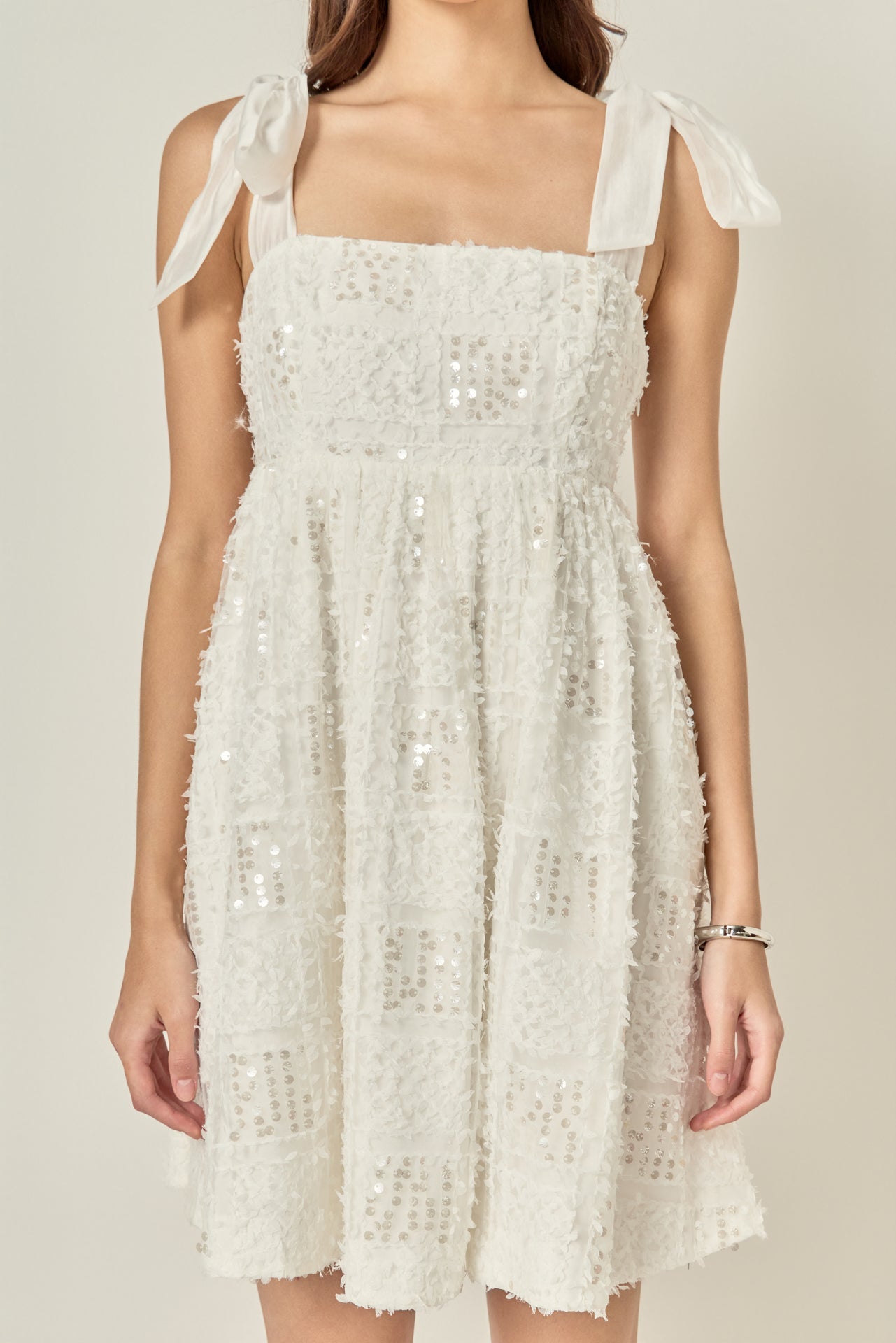 Sequin Bow Tie Mini Dress