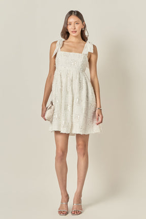 Sequin Bow Tie Mini Dress