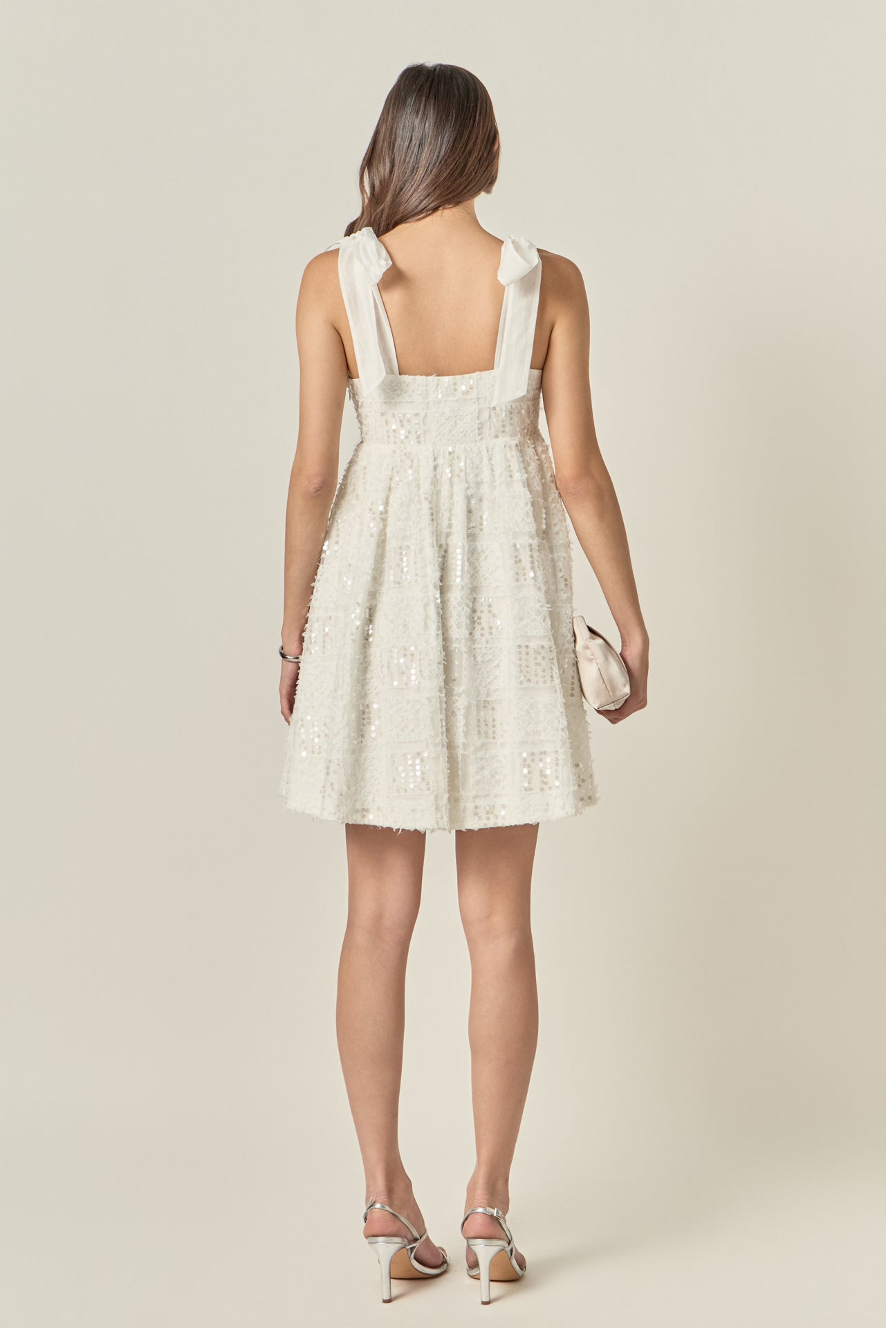 Sequin Bow Tie Mini Dress