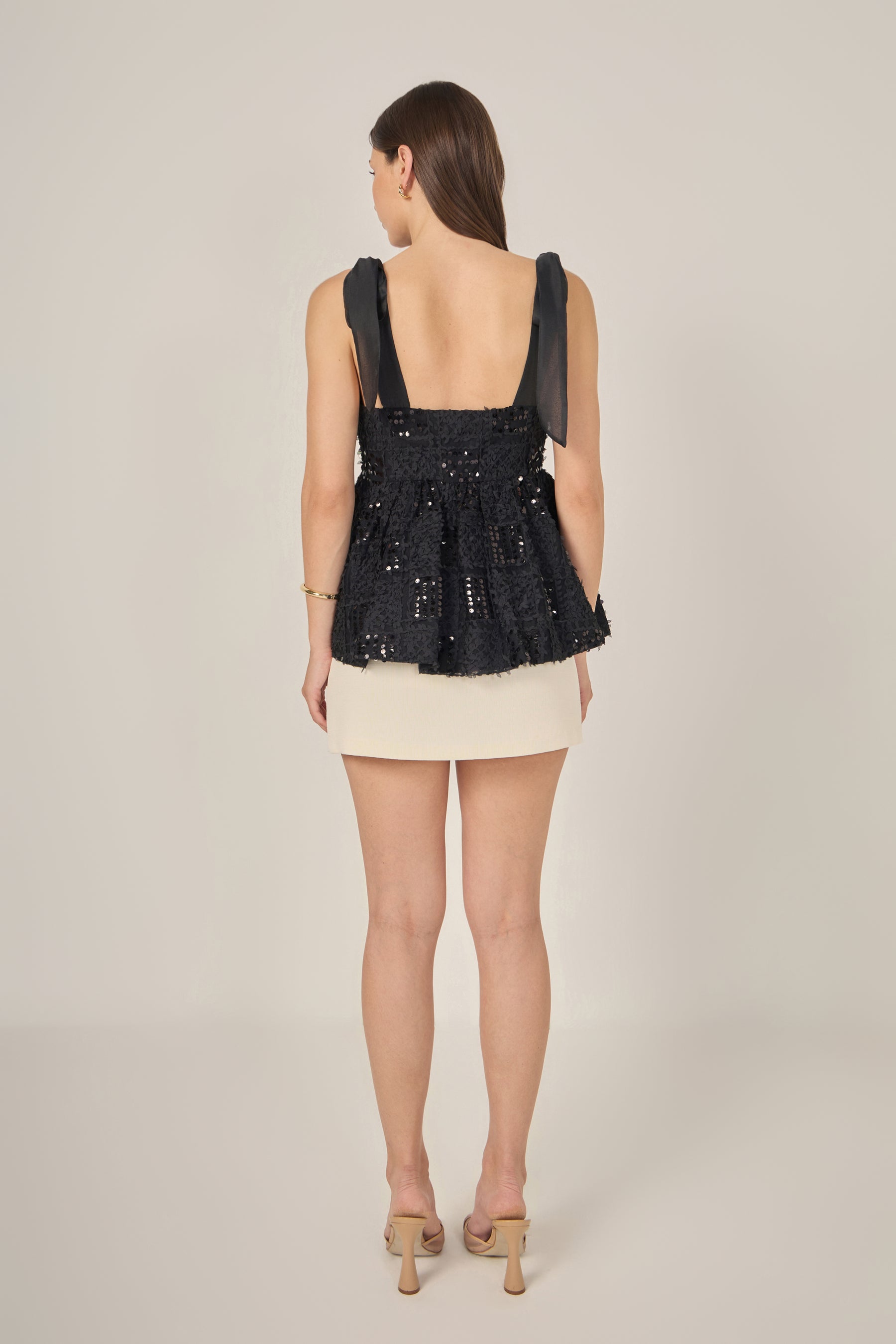ENGLISH FACTORY - Sequin Bow Peplum Top - TOPS available at Objectrare
