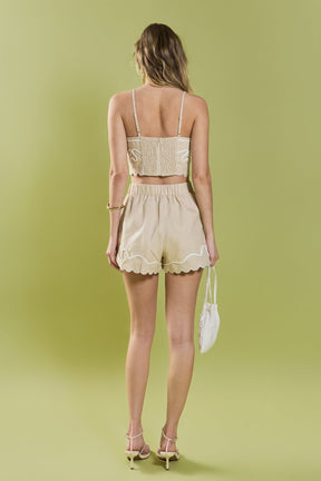 ENGLISH FACTORY - Wavy Embroidered Scallop Bandeau Top - TOPS available at Objectrare