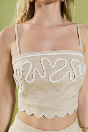 ENGLISH FACTORY - Wavy Embroidered Scallop Bandeau Top - TOPS available at Objectrare