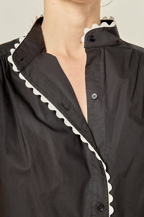 ENGLISH FACTORY - Scallop Trim Ric Rac Blouse - SHIRTS & BLOUSES available at Objectrare