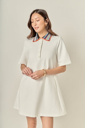ENGLISH FACTORY - Crochet Trim A-Line Shirt Dress - DRESSES available at Objectrare
