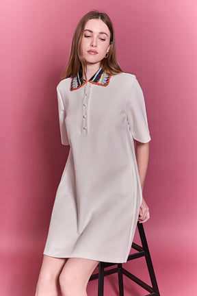 ENGLISH FACTORY - Crochet Trim A-Line Shirt Dress - DRESSES available at Objectrare