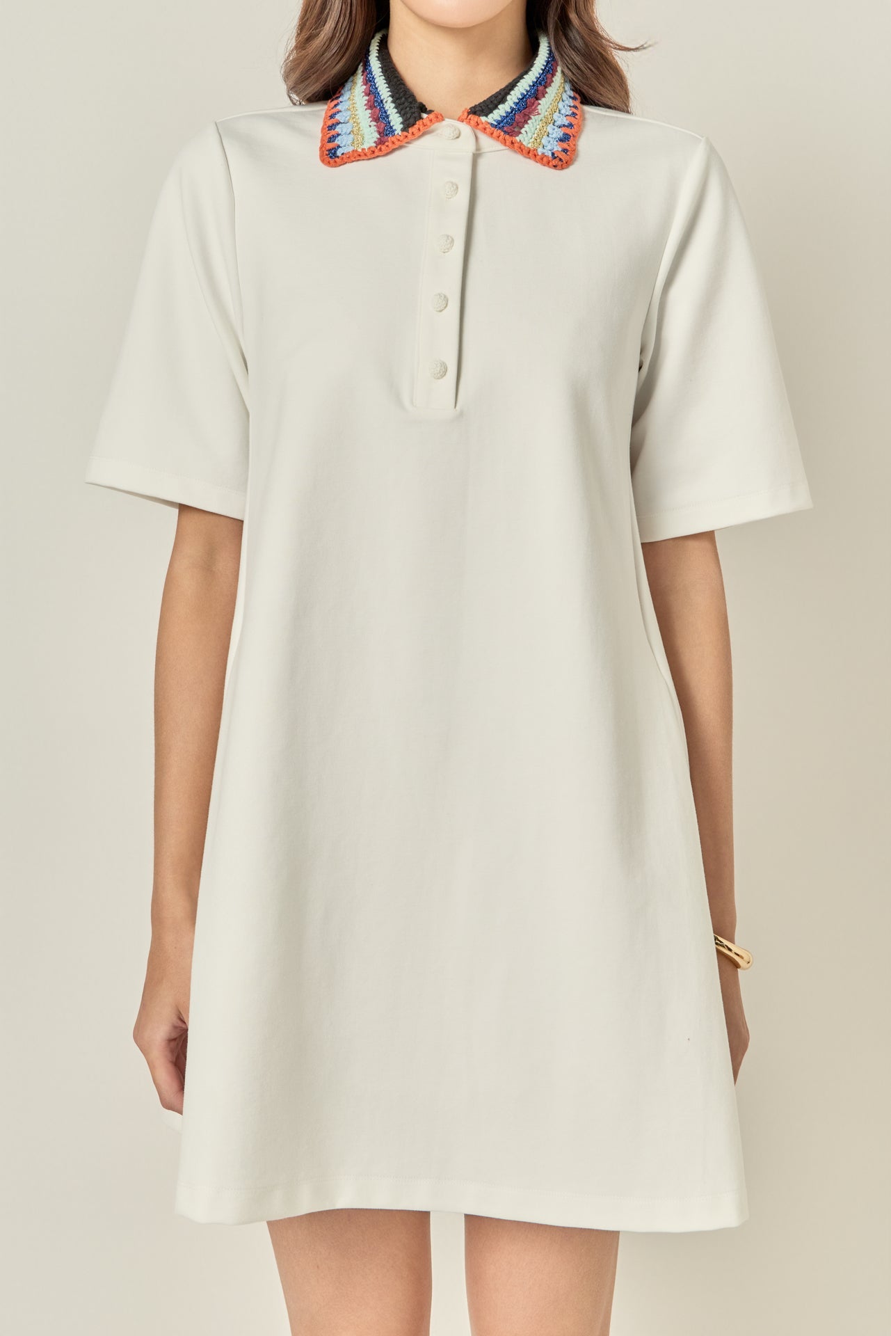 ENGLISH FACTORY - Crochet Trim A-Line Shirt Dress - DRESSES available at Objectrare