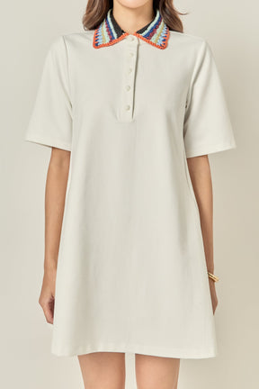 ENGLISH FACTORY - Crochet Trim A-Line Shirt Dress - DRESSES available at Objectrare