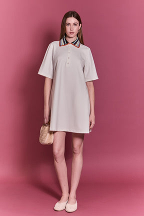 Crochet Trim A-Line Shirt Dress