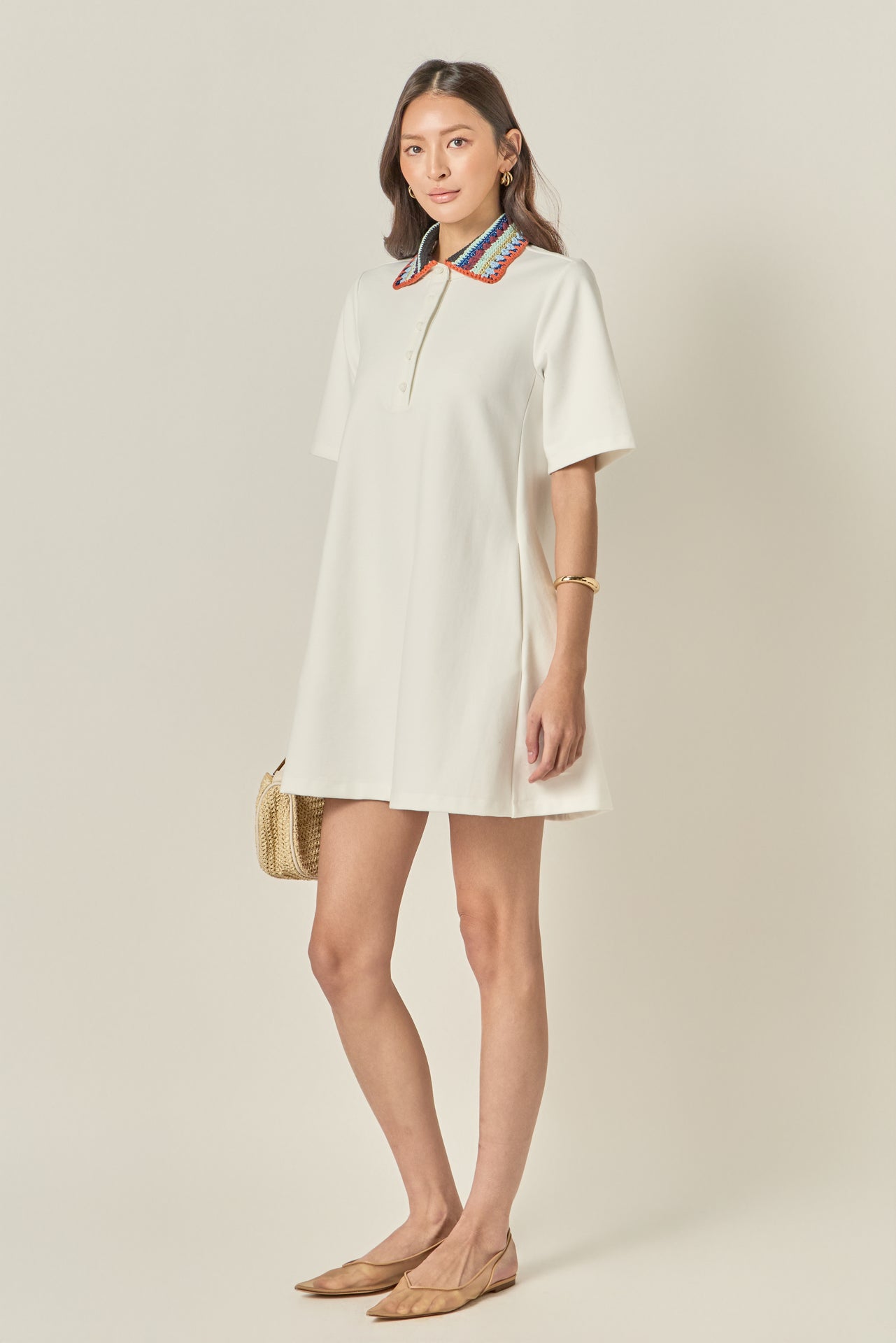 ENGLISH FACTORY - Crochet Trim A-Line Shirt Dress - DRESSES available at Objectrare
