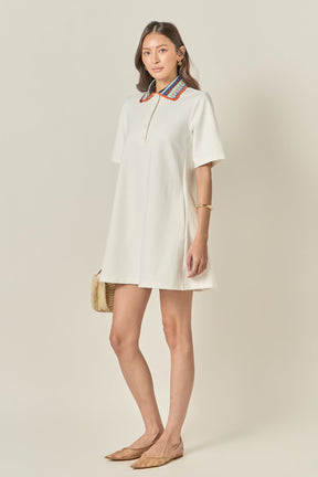 ENGLISH FACTORY - Crochet Trim A-Line Shirt Dress - DRESSES available at Objectrare