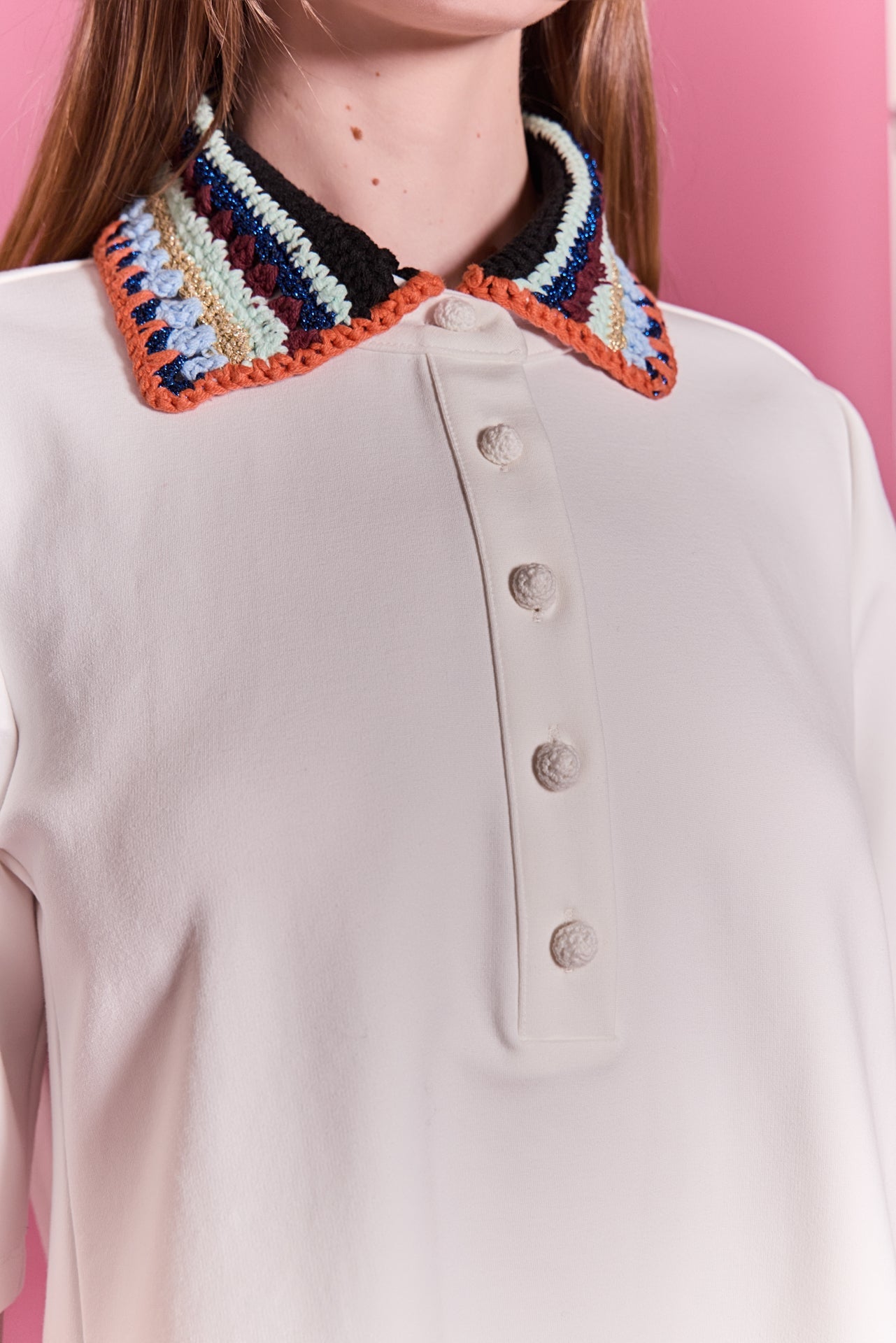 Crochet Trim A-Line Shirt Dress